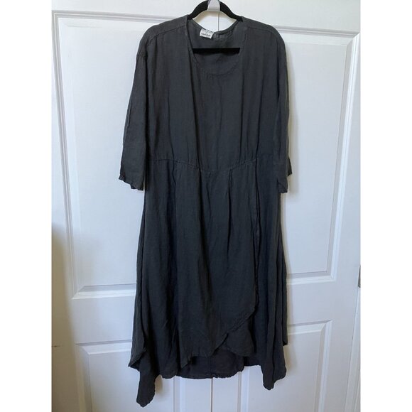 Kit and Kaboodal Dresses & Skirts - Kit and Kaboodal Black Maxi Dress Womens Linen Blend Whimsigoth Lagenlook Boho